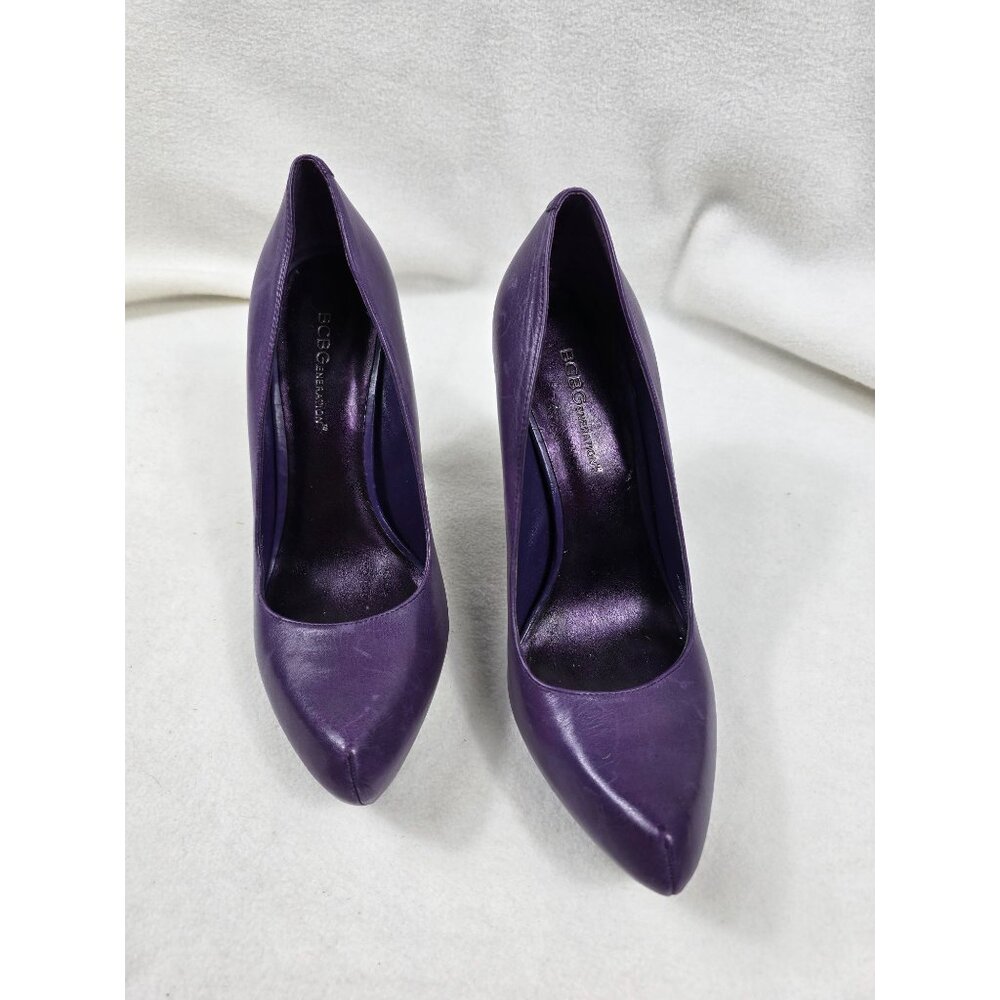 BCBG Y2K Purple Size 8 Leather Holmy Platform High Heel Pumps - Picture 2 of 5